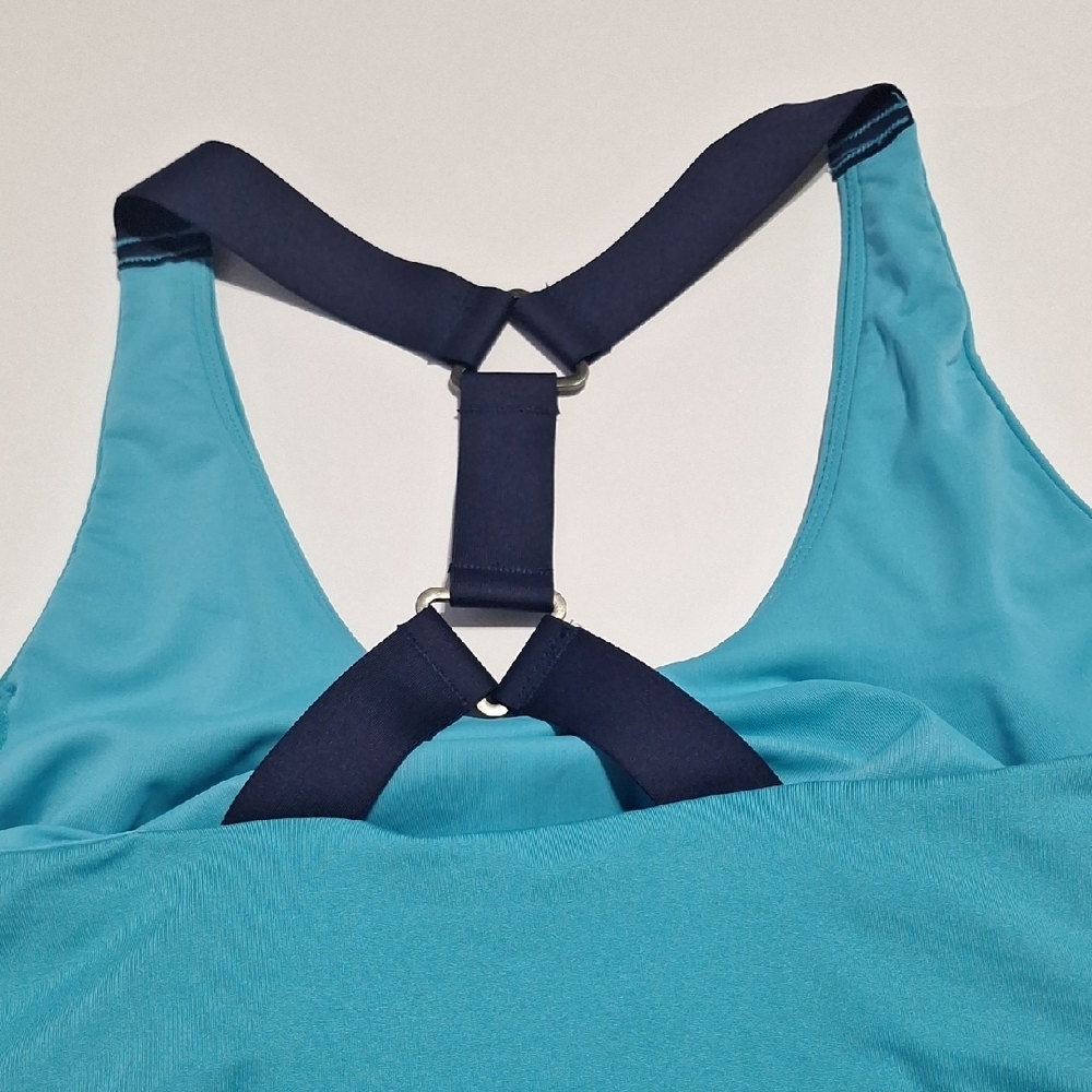 Ruby Ribbon Turquoise Workout Tank with Navy Strap Size 36 - Picture 5 of 5
